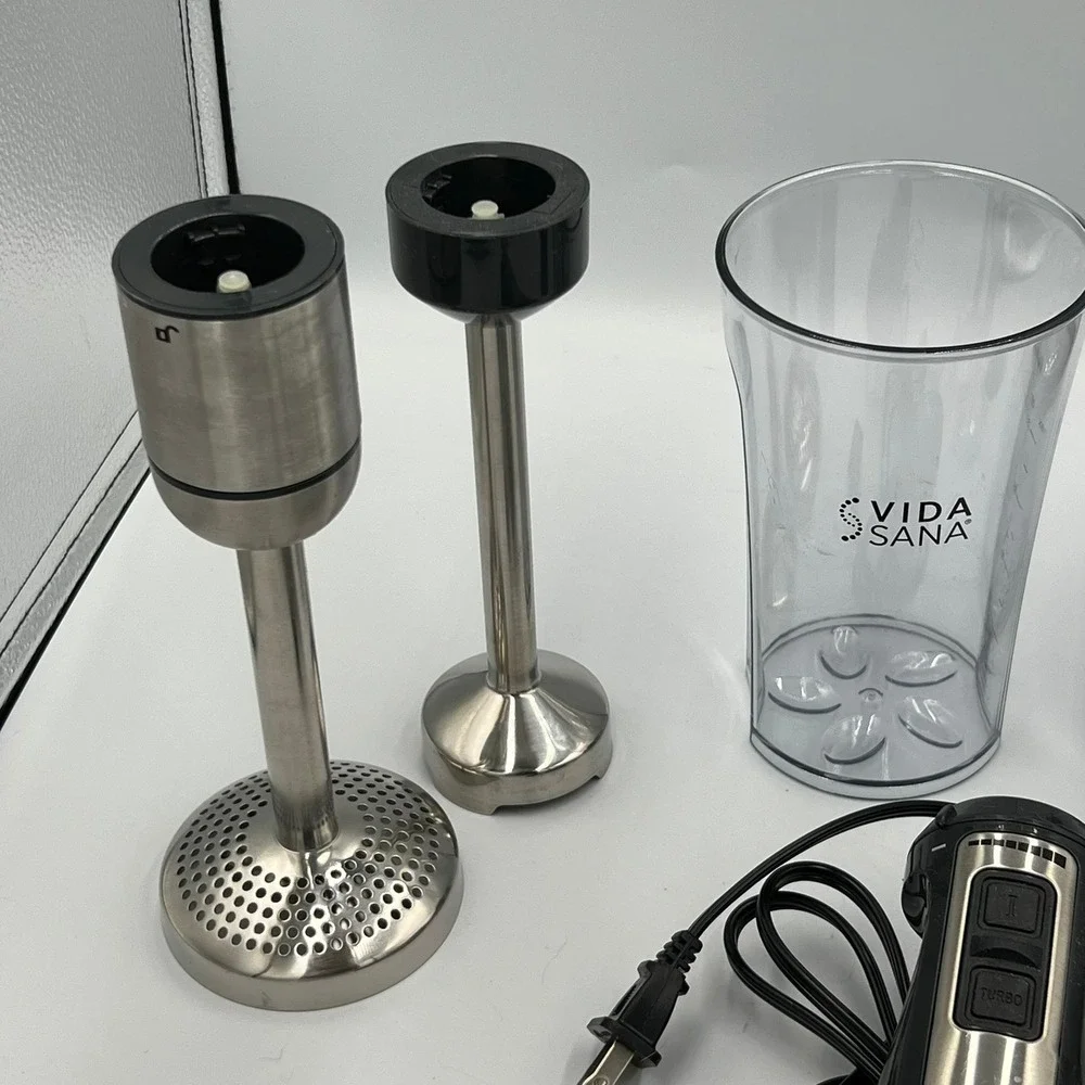 Princess House Vida Sana Immersion Blender 4-in-1 Set Black Silver NWOT 5594